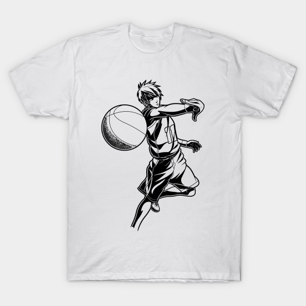 Kuroko in Action Line Art T-Shirt by Paradox Studio